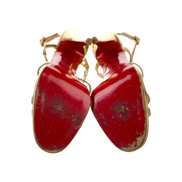 ❤️Christian Louboutin Leather Colorblock Pattern T-Strap Heels❤️ - Picture 5 of 5